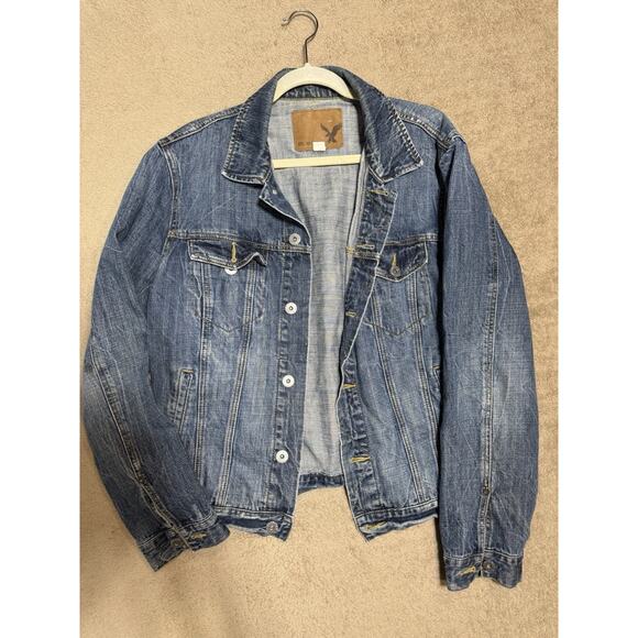 2014 American Eagle Outfitters Denim Athletic Fit Jacket Mens Large Blue Jean - Picture 1 of 8